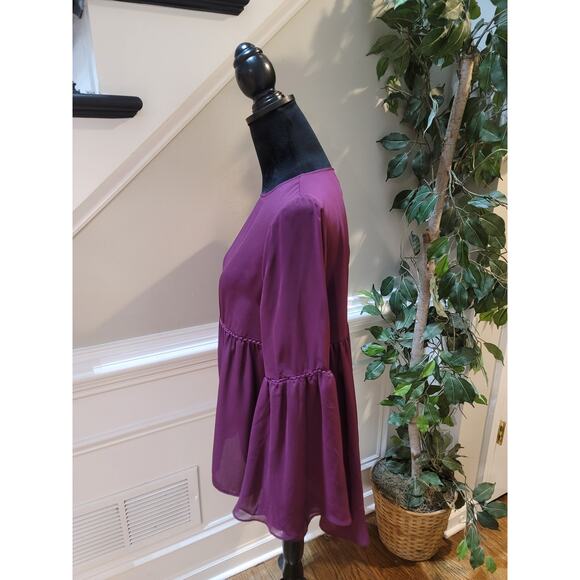 Stylus Top Women’s Size Medium Purple 100% Polyester Peplum Hem Bell Sleeves - Picture 4 of 11